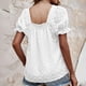 thumbnail image 3 of Camisas de manga corta de jacquard, blusa de manga corta abullonada de jacquard para mujer, blusa de manga corta abullonada de jacquard, materiales de la mejor calidad, 3 of 5