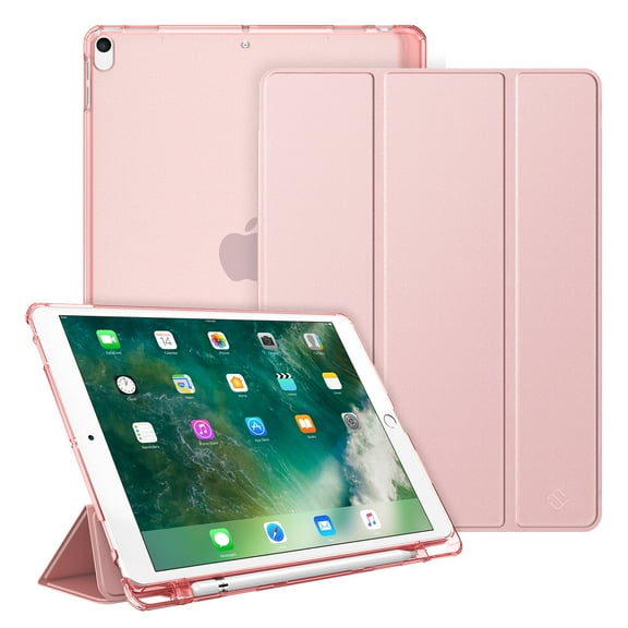 Fintie iPad Air 3 2019 / iPad Pro 10.5" 2017- Translucent Frosted Case Cover with Pencil Holder, Rose Gold