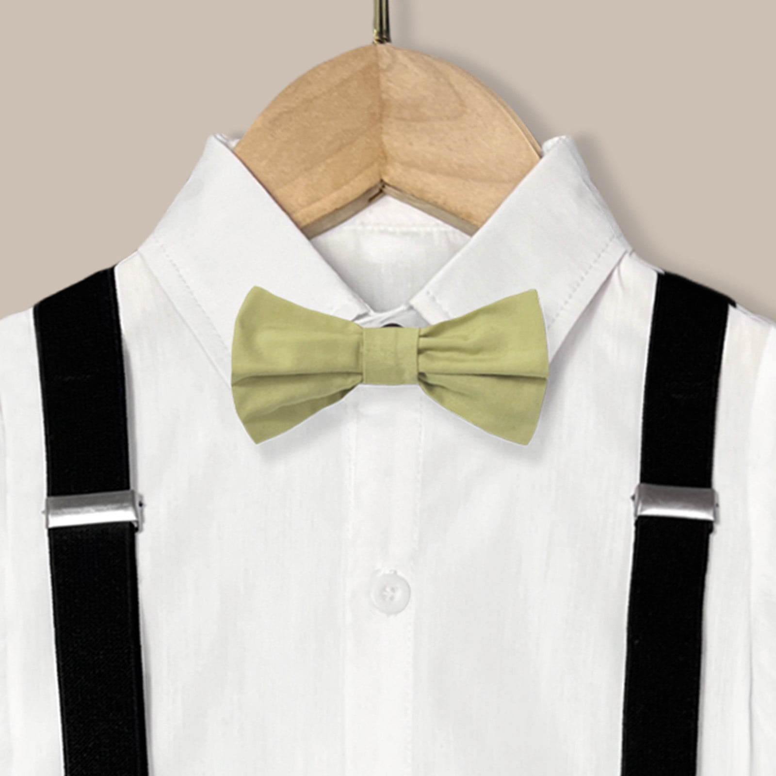 TJAZFJPA Cute Country Concert Outfits Kids Boys Summer British Style Short Sleeved Shirt Suspenders Shorts Bow Tie 4Pc Children Performance Suit Toddler Clothes for Boys Winter