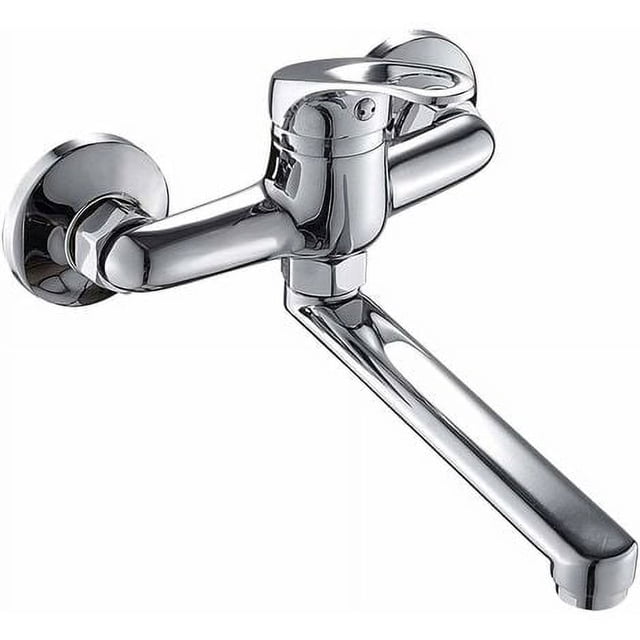 Grifo de cocina montado en la pared, grifo mezclador para fregadero, grifo mezclador monomando montado en la pared, caño giratorio de 360 grados, acero inoxidable para fregadero de cocina y