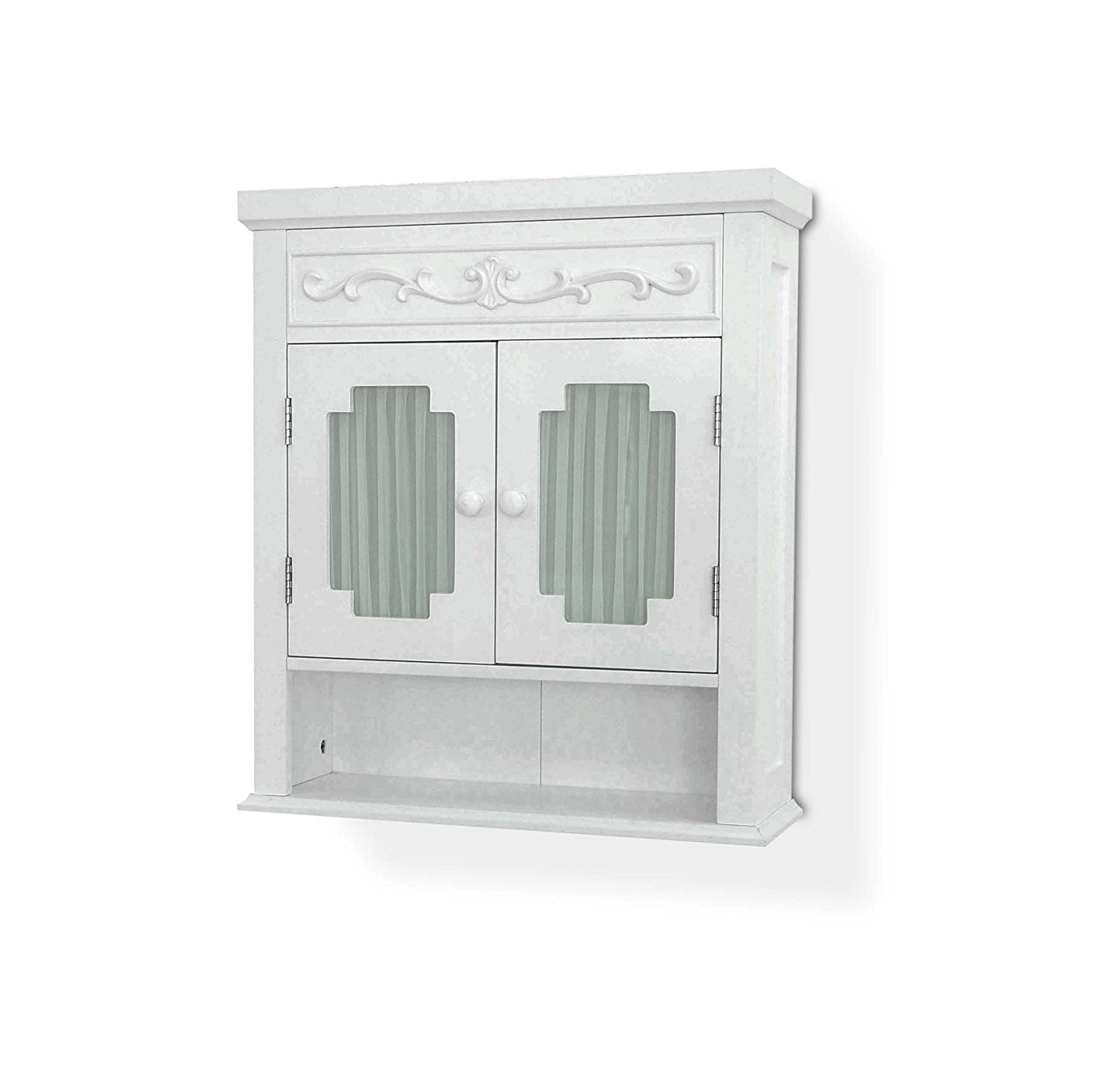 Elegant Home Fashions Lisbon Collection Shelved Wall Cabinet With Glass Paneled Doors White Walmart Com Walmart Com