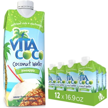 Vita Coco Coconut Water, Pineapple, 16.9 Fl Oz, 12