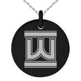 thumbnail image 1 of Stainless Steel Letter W Initial Empire Monogram Engraved Small Medallion Circle Charm Pendant Necklace, 1 of 1