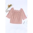 thumbnail image 4 of ABPHQTO Blusa Ahuecada Con Ribete De Ganchillo Verde Drak Verde Rosa De Mujer, 4 of 5