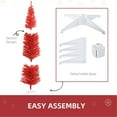 thumbnail image 3 of 7ft Artificial Pencil Slim Red Christmas Tree Unlit-Tall Skinny Hinged Full Real Halloween Xmas Tree with 499 Branch Tips-Foldable Metal Stand-Easy Setup-Holiday Outdoor Indoor Decor, 3 of 7