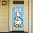 thumbnail image 5 of KOYPTL Easter Door Cover for Front Door, Cute Easter Bunny Egg Wreath Pattern for Front Door, Welcome Door Porch Sign Banner for Spring Holiday Party Easter Decorations Indoor, 35.4x70.8 inch, G, 5 of 8