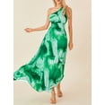 thumbnail image 4 of Faithtur Robe Longue pour Femmes, Robe d'Été Sans Manches à une Épaule Plissée Imprimé Teinture sur Nœuds Robe de Vacances, 4 of 9