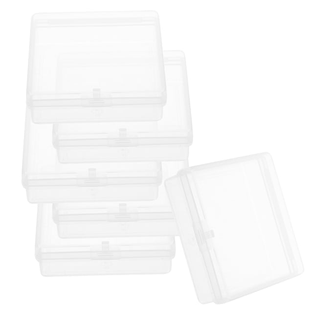 KAKOWELY tiny plastic boxes 6pcs Small Clear Plastic Beads Storage Containers Box With Hinged Lid For Storage Of Small Items Crafts Jewelry Hardware 2.16x2.16x0.59in