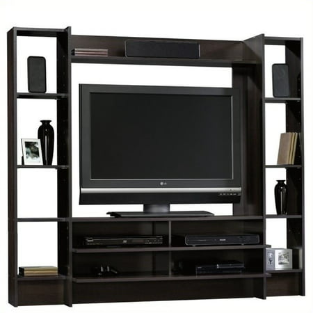 Pemberly Row Entertainment Wall System in Cinnamon Cherry Finish