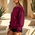 thumbnail image 5 of Zorvxlyn Women's Sweatshirt Drop Shoulder Long Sleeve Women Crewneck Sweatshirt Fall Winter Solid Color Women Pullover Wine M, 5 of 7