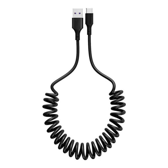USB A to C Spring-Retractable Fast Charging Cable (66W), 4.92FT, Compatible with iPhone16/15, iPad Pro, Samsung Galaxy A16/A15, Ultra S25/S24, Pixel 9 Pro