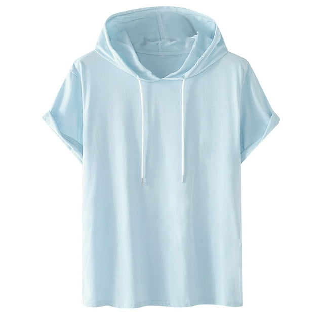 Sudadera con capucha y manga corta para mujer: con cordón, color liso, moderna y casual (tallas S-XXL)