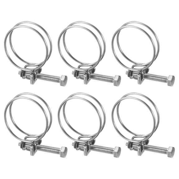 Uxcell 6-Pack Double Wire Hose Clamp, 34-38mm Stainless Steel Hose Clips Adjustable for Dust Collection Hose