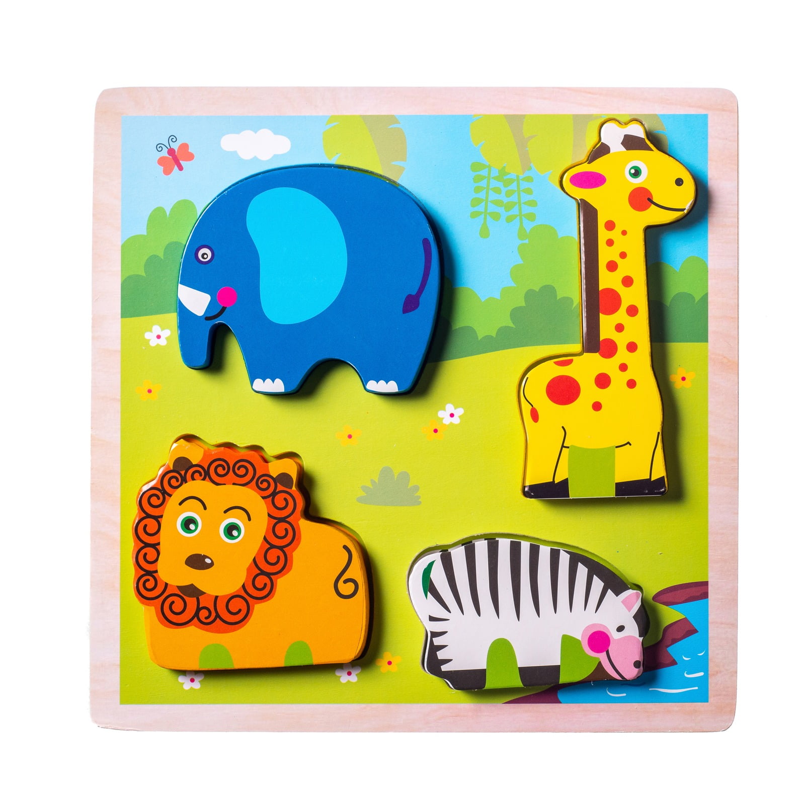 Eliiti Wooden Safari Animals Puzzle for Toddlers 2 to 4 Years Old Boys Girls Toy 