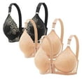 thumbnail image 1 of fheaev 3Pc Front Close Bras for Women Plus Size Wirefree Support Posture No Underwire Full Coverage Bra Adjustable Shoulder Strap Comfort Push Up Lace Breathable Front Buckle Open Everyday Bras, 1 of 2