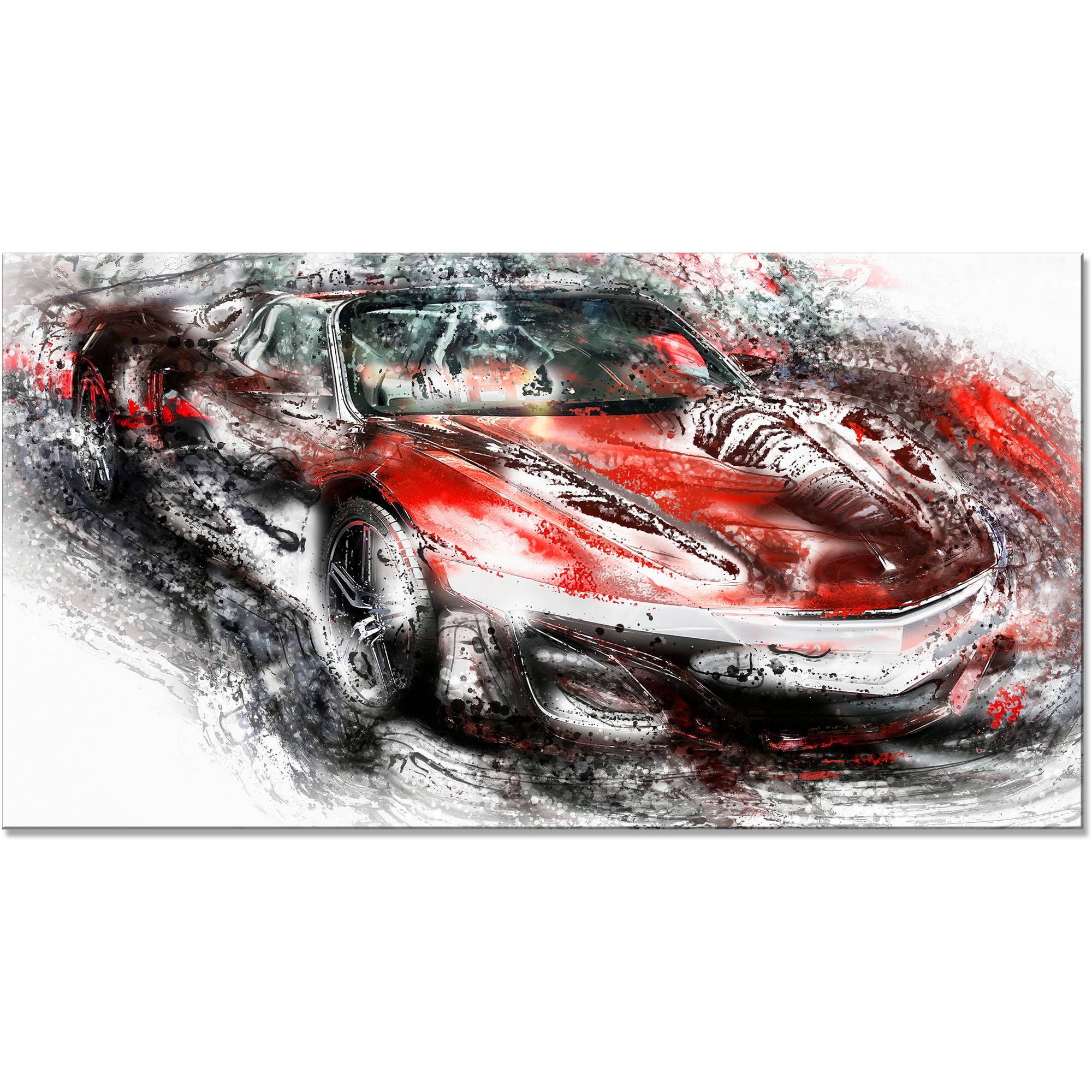 Design Art Black and Red Sports Car, 32" x 16"