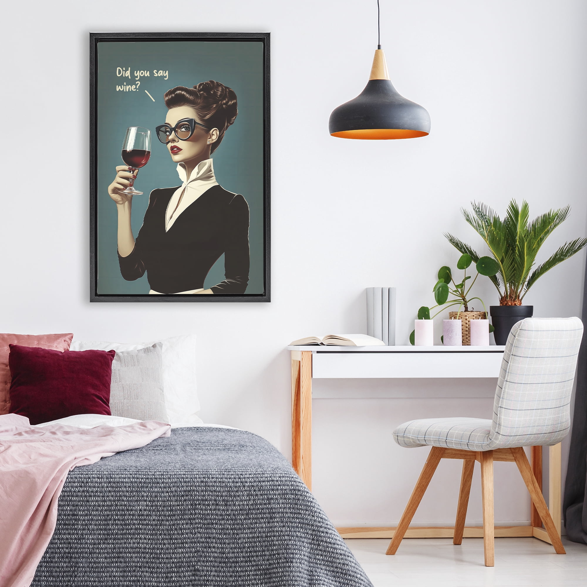 Stupell Industries Did You Say Wine Black Framed Floater Canvas Wall Art, design by Andreas Magnusson