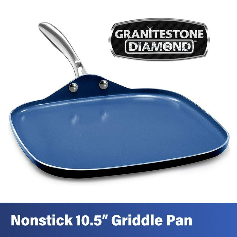 Classic Blue 10.5 in. Aluminum Ultra-Durable Non-Stick Diamond Infused Griddle Pan Classic Blue 10.5 in. Aluminum Ultra-Durable Non-Stick Diamond Infused Griddle Pan