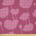 thumbnail image 2 of Ambesonne Floral Fabric by the Yard Microfiber, Budding Flower Silhouettes, 10 Yards, Pink Dark Magenta, 2 of 2