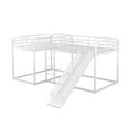 thumbnail image 5 of Euroco Metal L-Shaped Quadruple Bunk Bed with Slide, 2 Twin Beds and 2 Full Beds for Kids Teens Bedroom, White, 5 of 12
