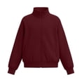 thumbnail image 4 of Mitankcoo Girls Full‑Zip Jacket Stand Collar Raglan Sleeve Sweatshirt Coat with Thumb Holes & Pockets Casual Loose Outerwear, 4 of 7