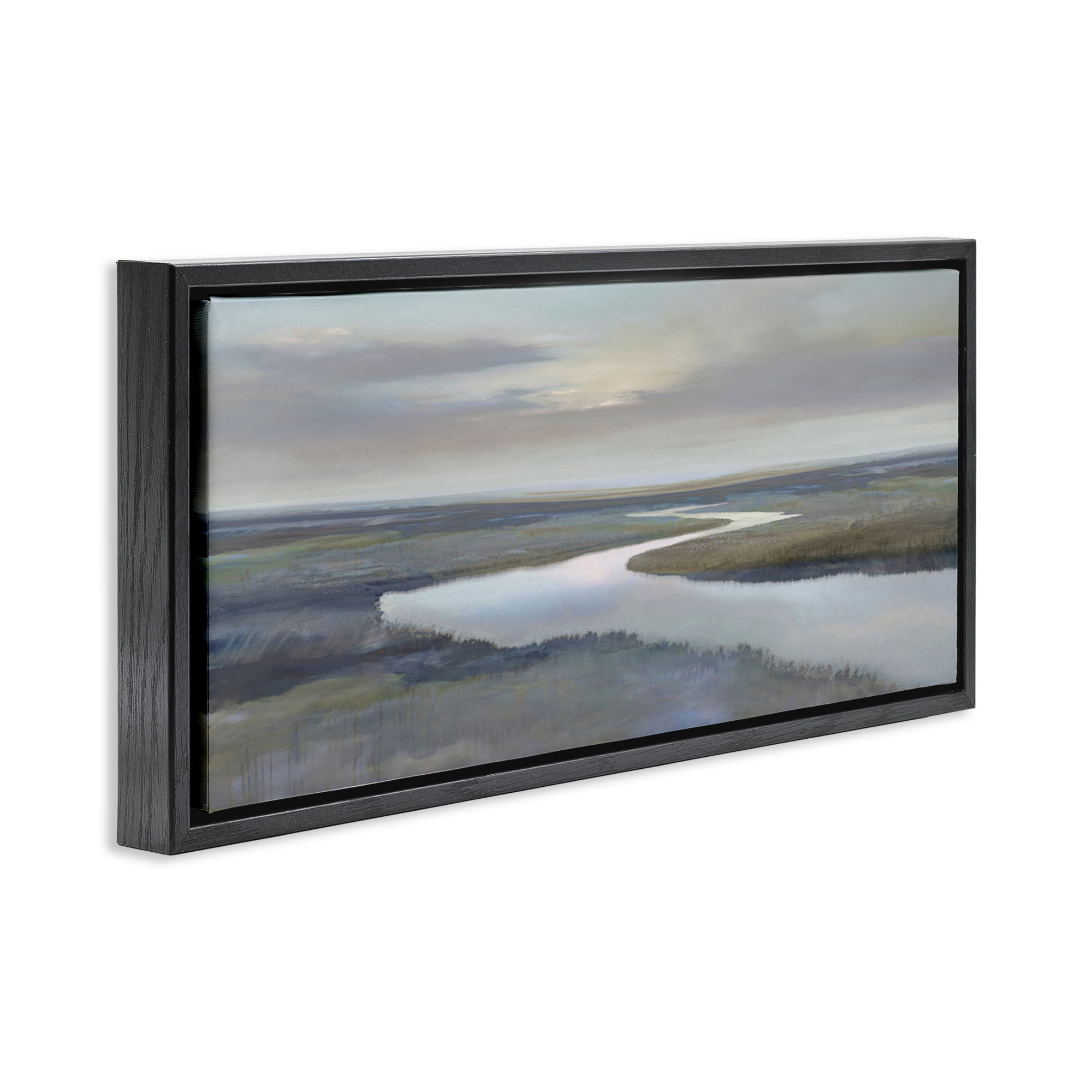 Stupell Industries Foggy Riverbend Atmosphere Black Framed Floater Canvas Wall Art, design by Christy McKee