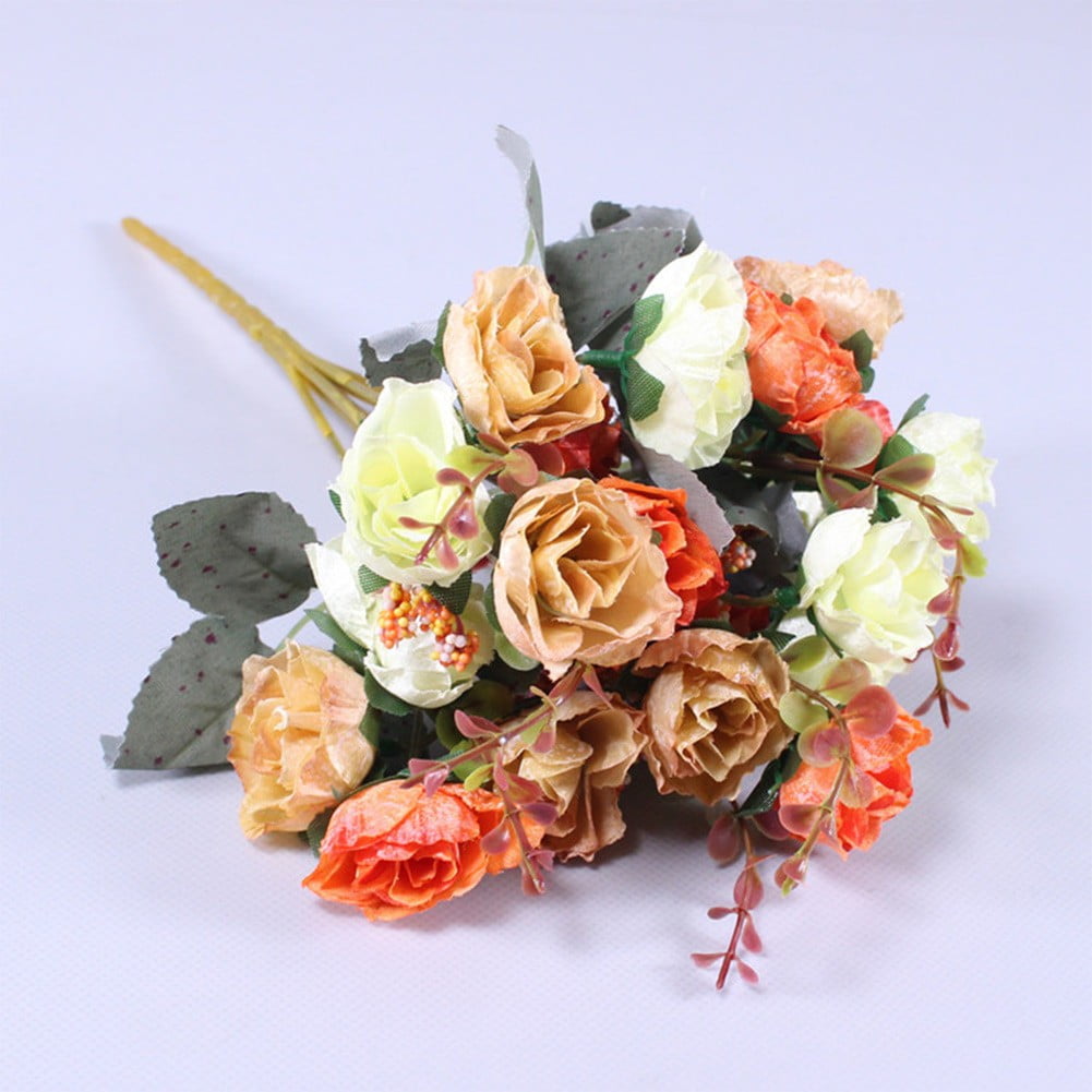 21Head Artificial Silk Rose Flower Bouquet Wedding Bridal Hand Flower Home Decor 