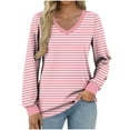 thumbnail image 2 of Womens Long Sleeve T Shirts V Neck Soft Basic Tee Loose Fit Casual Tops Fall Fashion, 2 of 5