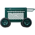 thumbnail image 6 of VEVOR Rolling Garden Cart with Seat, Metal Rolling Garden Work Seat with Wheels, Supports up to 400 LBS, Heavy Duty Gardening Cart Scooter, Outdoor Wagon & Stool on Wheels for Lawn, Patio, Backyard, 6 of 9