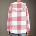 thumbnail image 6 of Mens Hooded Plaid Sweater Jackets Button Down Coat Long Sleeve Soft Fleece Plush Fuzzy Winter Outerwear S-5XL (XL, Pink), 6 of 6
