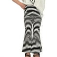 thumbnail image 2 of XQYLOS Kids Girls Striped Flared Wide Leg Pants High Rise Fold Over Waist Casual 𝖳rendy Streetwear Fashion Long Trousers, 2 of 9