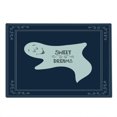 thumbnail image 2 of Saying Cutting Board, Frame with Sleeping Ghost Text on Dark Blue Backdrop, Decorative Tempered Glass Cutting and Serving Board, Large Size, Pale Grey Dark Blue, by Ambesonne, 2 of 5