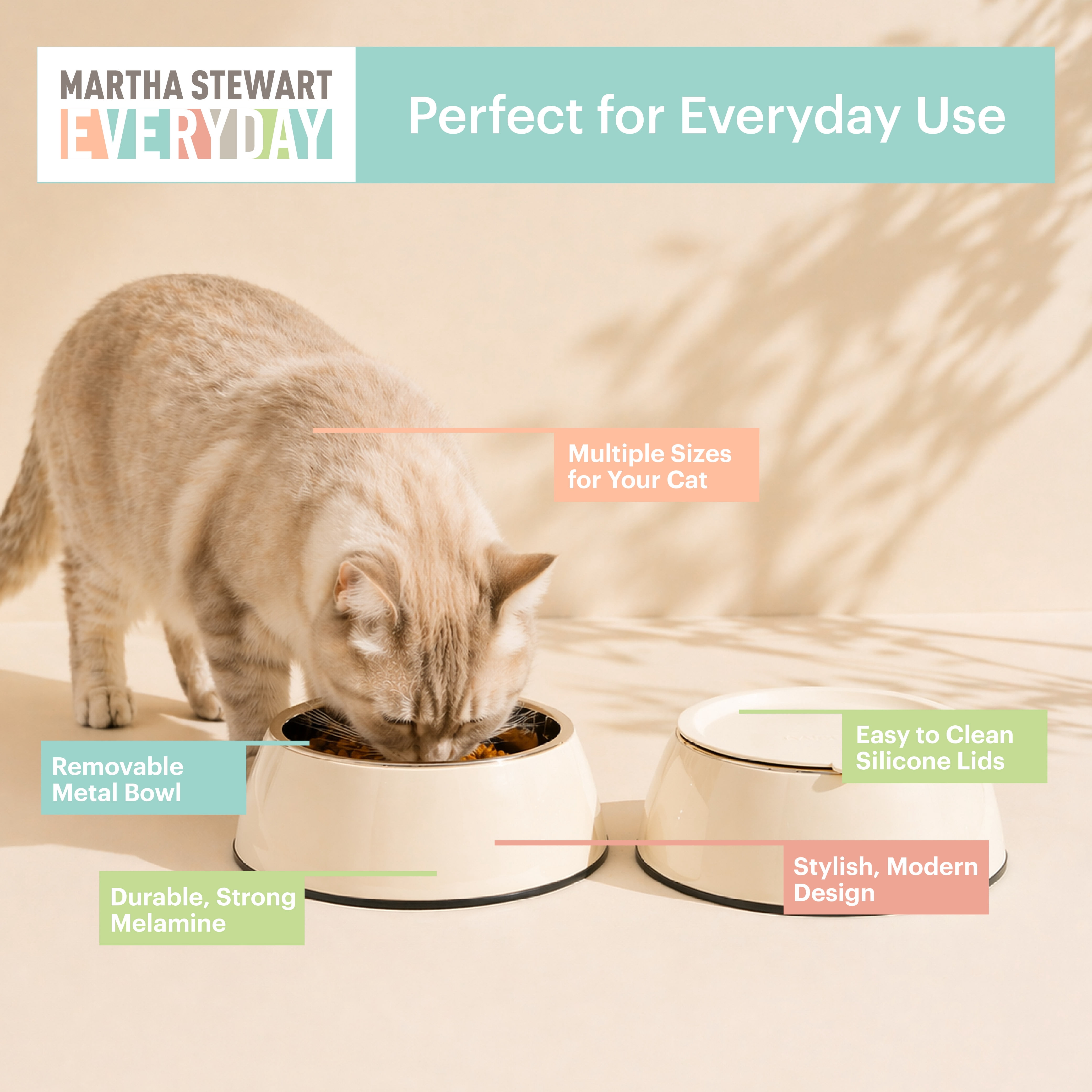 3 in 1 Melamine Cat Bowl Set with Lid for Small and Medium Cats