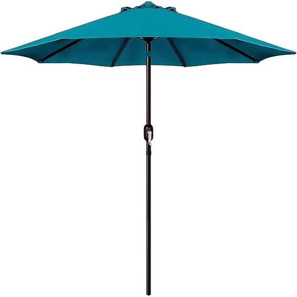 9Ft(2.7M) Outdoor Patio Umbrella, Outdoor Table Umbrella, Yard Umbrella, Market Umbrella with 8 Sturdy Ribs, Push Button Tilt and Crank