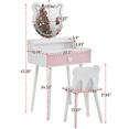thumbnail image 6 of Sesslife Kids Vanity Set with LED Mirror and Drawer, Wooden Princess Makeup Desk Set, Toddler Dressing Table Set, Pretend Play Kids Vanity Table and Chair Set for Little Girls aged 3+, White, 6 of 6