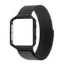 Luxury Stainless Steel Wrist Strap Metal Frame Housing + Milanese loop Band for Fitbit Blaze Smart Fitness Watch (Large - Black)