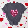 thumbnail image 2 of Dealovy T-Shirts pour Femmes Manches Courtes Col Rond Mignon Cœur Imprimé Couleur Unie Décontracté Été T-Shirts Unis, 2 of 6