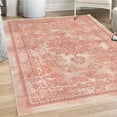 thumbnail image 1 of Floral Decorative Rug, Vintage Look Abstract Swirling Branches Mandala Inspired Ethnic Ornaments Design, Quality Carpet for Bedroom Dorm and Living Room, 6 Sizes, Salmon Ivory, by Ambesonne, 1 of 4