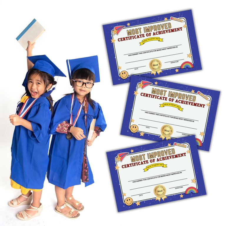 Most Improved Certificate of Achievement 30pk 6x9 Elementary
