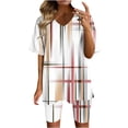 thumbnail image 2 of Ensembles d'Été 2 Pcs pour Femmes Mode Blouse à Col en V T-Shirts à Manches Courtes Shorts Ensembles de Tenue Décontractée Ensembles d'Été pour Femmes en Liquidation, 2 of 4