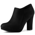 thumbnail image 1 of Botines De Tacón Grueso Con Plataforma Punta Redonda Para Mujeres Negro 37, 1 of 7