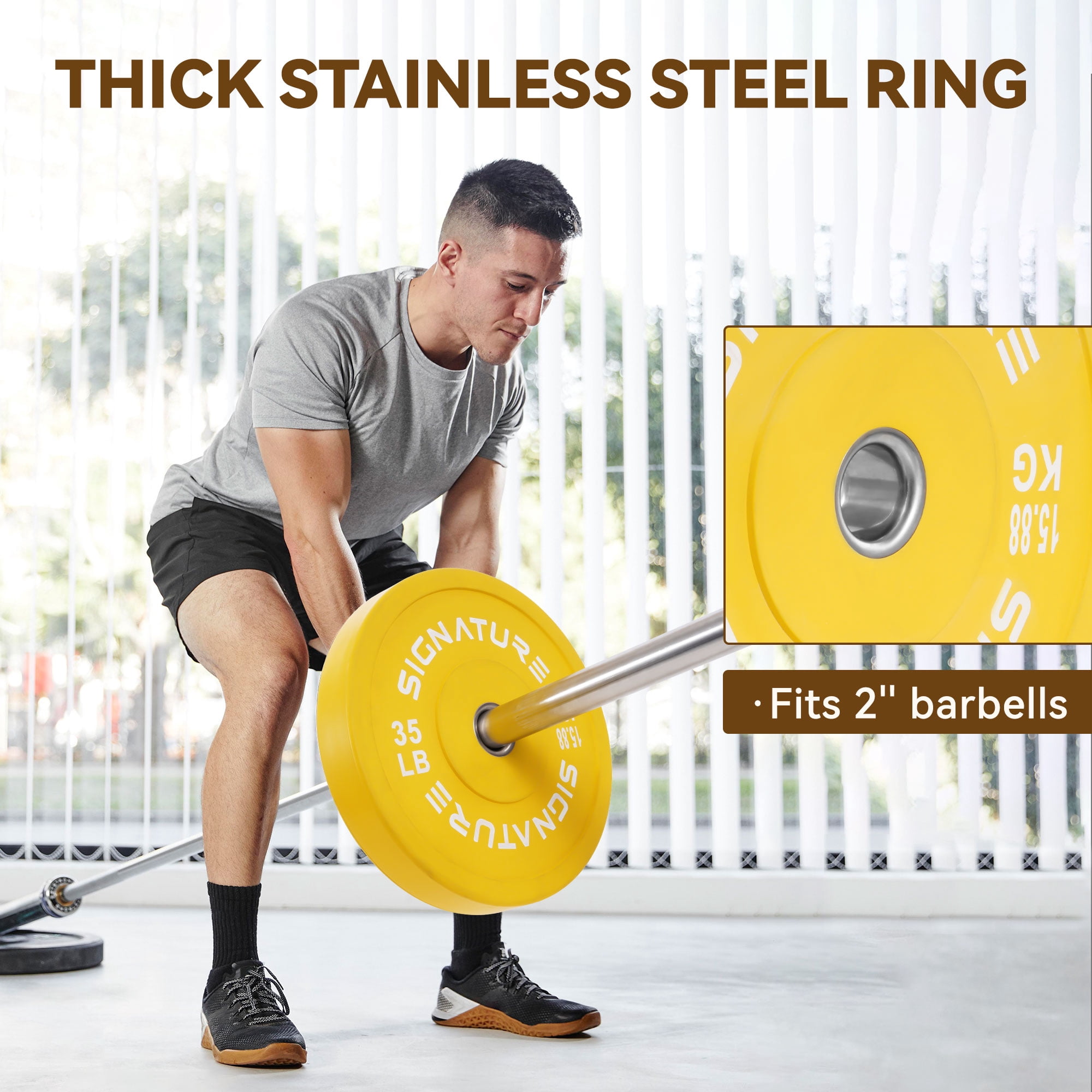 BalanceFrom Signature Fitness Bumper Plates, 35 lbs Pair – Crafted from 100% Virgin Rubber for Maximum Durability, Low Odor, and Superior Protection for Floors and Equipment