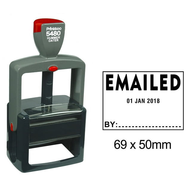 Printtoo Heavy Duty Dater Stamp With Emailed By Text Office Stationery Self Inking Date Rubber Stamp-Black