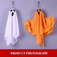 thumbnail image 4 of Hanging Ghost Decoration with LED Lights Battery Operated Halloween Indoor Outdoor Suspended Ghost Figure for Home Party Yard Porch 50x40cm，Orange, 4 of 5