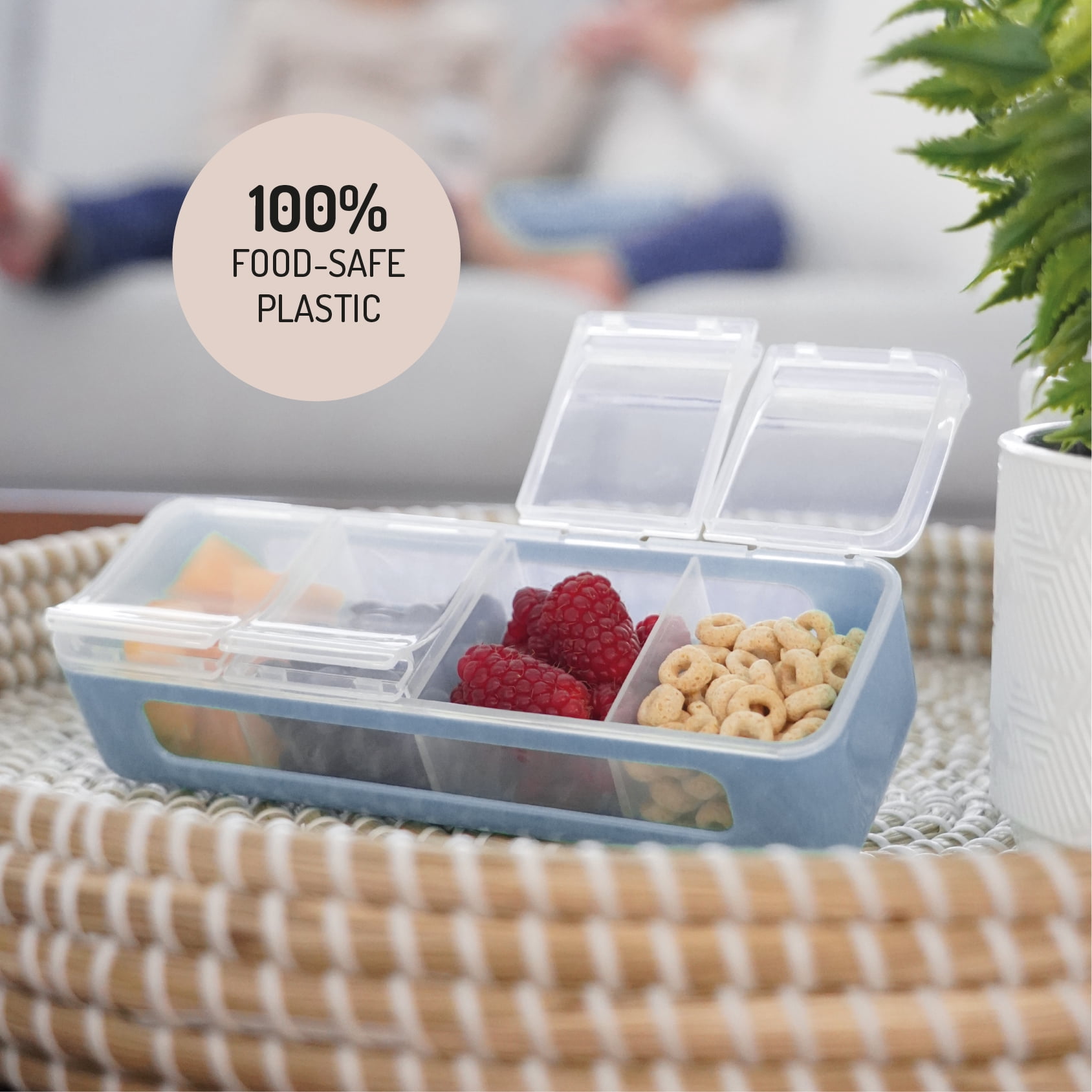 melii Snackle Box – 4 Compartment Snack Container with Lids, BPA-Free Food Storage for Kids & Adults, Travel & Crafts - Slate