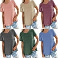 thumbnail image 5 of Casual Style Loose Short-sleeved Pockets Stitching Solid Color T-shirt Simple Natural Fashion Ladies Set Short Sleeves, 5 of 5