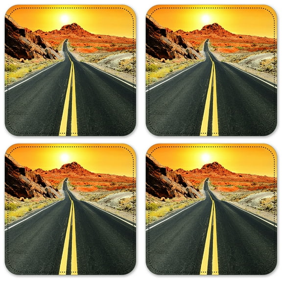 Vinyl Drink Coasters - Set of 4 - Route 66