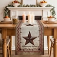 thumbnail image 2 of Retro Star Table Runner, Bless Our Home Brown Plaid Vintage Letter Farms Cotton Linen Kitchen Table Decoration Washable Dining Tabletop Runners for Home Party Decor 13x48 Inches, 2 of 9