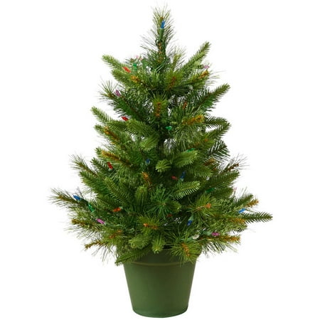Vickerman Pre-Lit 2' Cashmere Pine Artificial Christmas Tree, Dura-Lit, Clear Lights