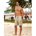 thumbnail image 4 of COOFANDY Men's Casual Shorts Khaki 9 inch Regular Fit Beach Summer Shorts Lightweight Elastic Waist Drawstring Shorts, 4 of 6